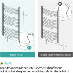 EMKE Élément Chauffant Pour Sèche-serviette De Salle De Bain, Résistance Pour Radiateur Électrique Avec Interrupteur Marche/Arrêt Blanc 600W Résistances Pour Chauffage -Atlantic Magasin 74639540 3