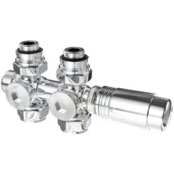 Meykoers Kit Soupape Thermostatique Pour Radiateur, Chromée Vannes De Radiateur Pour Raccordement Bitube, Raccord Fileté G 1/2