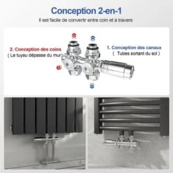 Meykoers Kit Soupape Thermostatique Pour Radiateur, Chromée Vannes De Radiateur Pour Raccordement Bitube, Raccord Fileté G 1/2 -Atlantic Magasin 74859384 3