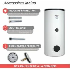 Ballon ECS émaillé KOSPEL 2 échangeurs 200L -Atlantic Magasin 75338809 3