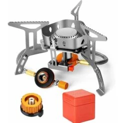 Réchaud De Camping à Gaz 3500 W, Brûleur Camping, Poêle Ultra-Léger Cuisinière Extérieur Pliable, Coupe-Vent Et Avec Allumage Piézo-électrique Pour Camping/Randonnée/Pique-Nique
