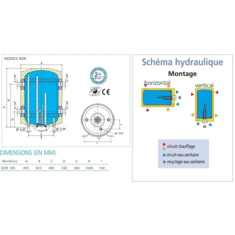 Ballon Réchauffeur Mural 100 Litres Styx à Double Enveloppe STYX 2 Ballon Réchauffeur Mural 100 Litres Styx à Double Enveloppe STYX – Image 2