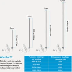 Heilmetz Élément Chauffant Pour Radiateur De Salle De Bain, Thermoplongeur Pour Sèche-serviette Électrique Avec Interrupteur Marche/Arrêt 600W -Atlantic Magasin 76794771 4