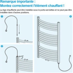 Heilmetz Élément Chauffant Pour Radiateur De Salle De Bain, Thermoplongeur Pour Sèche-serviette Électrique Avec Interrupteur Marche/Arrêt 300W -Atlantic Magasin 76794783 5