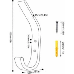 Patere En Bois, 4 Pièce 155 Mm J Façonner Pateres, Crochets à Serviettes Muraux AméLioréS, ChêNe De Qualité A, Surface Polie à La Main, Convient Pour La Cuisine Et La Chambre -Atlantic Magasin 77174827 5