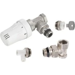 Kit Complet Robinet De Radiateur Thermostatique équerre 15x21. NOYON & THIEBAULT