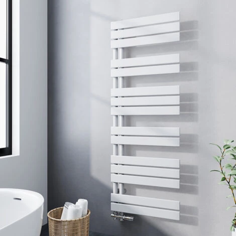 Meykoers Sèche-Serviettes Eau Chaude Blanc Radiateur 661W Asymétrique à Latérale Ouverture 1385x500mm 1 Meykoers Sèche-Serviettes Eau Chaude Blanc Radiateur 661W Asymétrique à Latérale Ouverture 1385x500mm