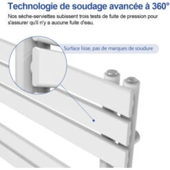 Meykoers Sèche-Serviettes Eau Chaude Blanc 1385x600mm Radiateur 798W Plat Asymétrique à Latérale Ouverture -Atlantic Magasin 79072938 4