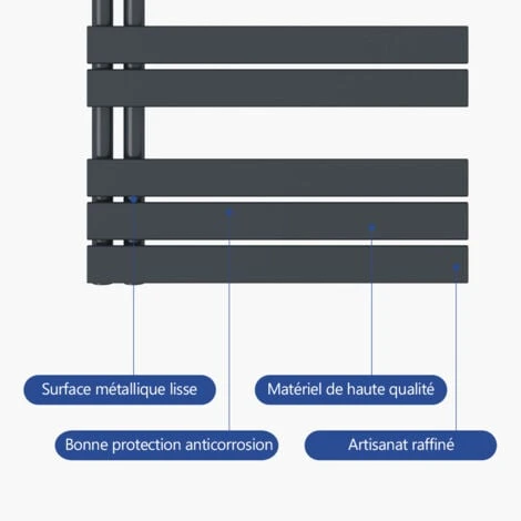 Meykoers Radiateur Sèche-Serviettes Eau Chaude 798W Anthracite 1385x600mm Plat Asymétrique à Latérale Ouverture 2 Meykoers Radiateur Sèche-Serviettes Eau Chaude 798W Anthracite 1385x600mm Plat Asymétrique à Latérale Ouverture – Image 2