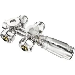 Heilmetz Set Multiblocs Pour Le Raccordement Des Radiateurs Raccord Avec Thermostat 50mm Accessoires De Chauffage Forme Angle Et Passage Raccord Mural Chrome
