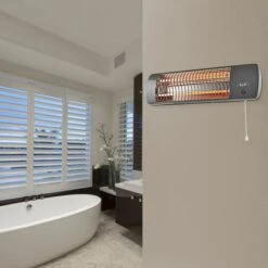 Radiateur Pour Montage Mural De 1200 Watts 2 Niveaux De Chauffe à Régler Radiateur Soufflant Radiateur Salle De Bain à Quartz, Métal Gris, Interrupteur à Tirette, L 56 Cm -Atlantic Magasin 79407898 3