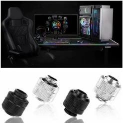 Raccord De Tube De Refroidissement, 4 Pcs Raccord De Compression De Refroidissement Par Eau Raccord De Tube Fileté G1/4 àpour Système De Refroidissement Par Eau De PC -Atlantic Magasin 79461685 3