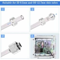 Raccord De Tube De Refroidissement, 4 Pcs Raccord De Compression De Refroidissement Par Eau Raccord De Tube Fileté G1/4 àpour Système De Refroidissement Par Eau De PC -Atlantic Magasin 79461685 5