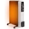 COSTWAY Radiateur Bain D'Huile 2500W 11 Éléments 3 Niveaux De Puissance Et Thermostat Réglable, Radiateur Electrique Silencieux Anti-Surchauffe&Anti-Sasculement Économie D’Energie, Noir+Blanc