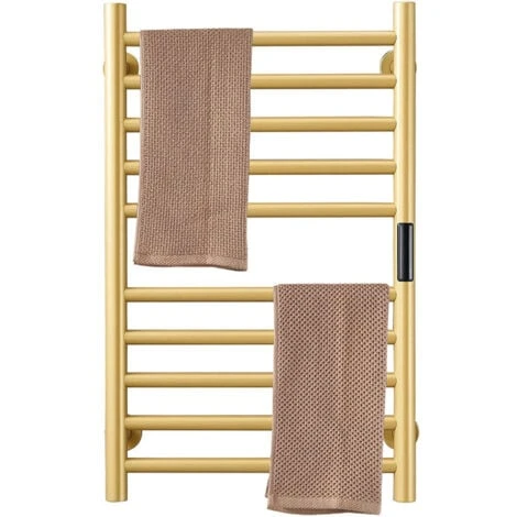 Sèche Serviettes Électrique Radiateur Doré Accessoires De Salle De Bain, Minuterie Intégrée Contrôle De La Température 10 Bars Porte-Serviettes Chauffants Électriques, Hardwired 1 Sèche Serviettes Électrique Radiateur Doré Accessoires De Salle De Bain, Minuterie Intégrée Contrôle De La Température 10 Bars Porte-Serviettes Chauffants Électriques, Hardwired