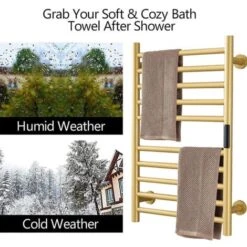 Sèche Serviettes Électrique Radiateur Doré Accessoires De Salle De Bain, Minuterie Intégrée Contrôle De La Température 10 Bars Porte-Serviettes Chauffants Électriques, Hardwired 7 Sèche Serviettes Électrique Radiateur Doré Accessoires De Salle De Bain, Minuterie Intégrée Contrôle De La Température 10 Bars Porte-Serviettes Chauffants Électriques, Hardwired -Atlantic Magasin 79819826 3