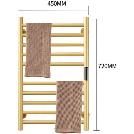 Sèche Serviettes Électrique Radiateur Doré Accessoires De Salle De Bain, Minuterie Intégrée Contrôle De La Température 10 Bars Porte-Serviettes Chauffants Électriques, Hardwired 5 Sèche Serviettes Électrique Radiateur Doré Accessoires De Salle De Bain, Minuterie Intégrée Contrôle De La Température 10 Bars Porte-Serviettes Chauffants Électriques, Hardwired – Image 5