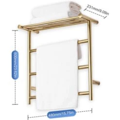 Sèche-Serviette Électrique Or, Chauffe-Serviettes Porte-Serviettes Chauffant Électrique Mural Acier Inoxydable Radiateur De Salle De Bain, 600x480mm, 35 W, Style B 9 Sèche-Serviette Électrique Or, Chauffe-Serviettes Porte-Serviettes Chauffant Électrique Mural Acier Inoxydable Radiateur De Salle De Bain, 600x480mm, 35 W, Style B -Atlantic Magasin 80303458 5