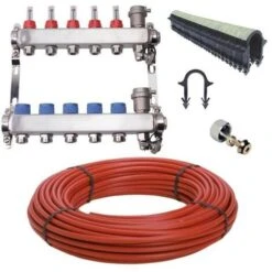 Kit Plancher Chauffant Hydraulique 30 M² Collecteur Inox - Tube PER Nu