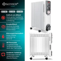 KESSER® Radiateur à Bain D’huile - Chauffage électrique Chauffage à Bain D’huile 2 500 W Radiateur électrique Mobile, Minuterie, Ventilateur, Mise Hors Tension Automatique Réglage Continu De La Te -Atlantic Magasin 80441922 3
