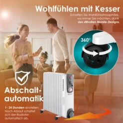 KESSER® Radiateur à Bain D’huile - Chauffage électrique Chauffage à Bain D’huile 2 500 W Radiateur électrique Mobile, Minuterie, Ventilateur, Mise Hors Tension Automatique Réglage Continu De La Te -Atlantic Magasin 80441922 5