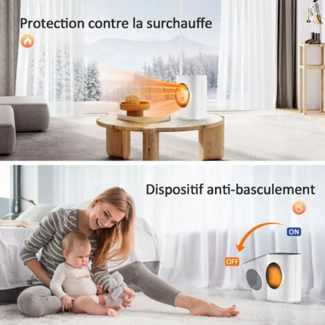 Meykoers Chauffage électrique Soufflant 750-1500W Petit Ménage Chauffage Soufflant Blanc PTC Chaleur Chauffage Silencieux 4 Meykoers Chauffage électrique Soufflant 750-1500W Petit Ménage Chauffage Soufflant Blanc PTC Chaleur Chauffage Silencieux – Image 4