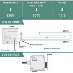 Résistance Thermoplongeur 3 KW Ballon Solaire ECS Et Tampon - 230 Volt Monophasé -Atlantic Magasin 81315275 4