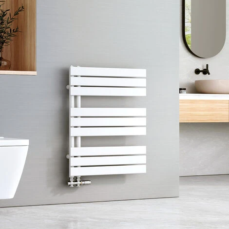 EMKE Sèche-serviettes à Eau Chaude Panneau Plat, Sèche-serviettes Connexion Latérale Pour, Blanc 762x600mm 479Watts 1 EMKE Sèche-serviettes à Eau Chaude Panneau Plat, Sèche-serviettes Connexion Latérale Pour, Blanc 762x600mm 479Watts