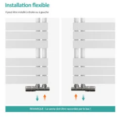 EMKE Sèche-serviettes à Eau Chaude Panneau Plat, Sèche-serviettes Connexion Latérale Pour, Blanc 762x600mm 479Watts 7 EMKE Sèche-serviettes à Eau Chaude Panneau Plat, Sèche-serviettes Connexion Latérale Pour, Blanc 762x600mm 479Watts -Atlantic Magasin 81845176 3