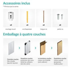 EMKE Sèche-serviettes à Eau Chaude Panneau Plat, Sèche-serviettes Connexion Latérale Pour, Blanc 762x600mm 479Watts 8 EMKE Sèche-serviettes à Eau Chaude Panneau Plat, Sèche-serviettes Connexion Latérale Pour, Blanc 762x600mm 479Watts -Atlantic Magasin 81845176 4