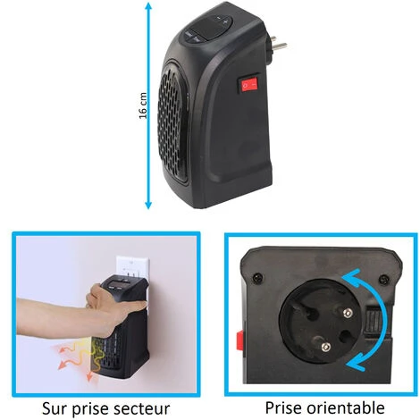 Chauffage D'appoint Electrique Sur Prise Murale 400 W - Ecran LCD Avec Thermostat 3 Chauffage D'appoint Electrique Sur Prise Murale 400 W - Ecran LCD Avec Thermostat – Image 3