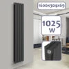 Aquamarin® Radiateur Vertical - à Panneau Plat Double, 1600 X 304 X 69 Mm, Acier, Anthracite - Chauffage Central Pour Salle De Bain, Salon, Cuisine, Couloir, Chambre à Coucher