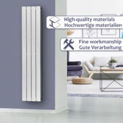 Aquamarin® Radiateur Vertical - à Panneau Plat Double, 1600 X 304 X 69 Mm, Acier, Anthracite - Chauffage Central Pour Salle De Bain, Salon, Cuisine, Couloir, Chambre à Coucher -Atlantic Magasin 82184095 3