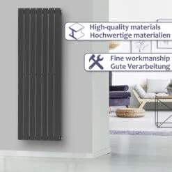 Aquamarin® Radiateur Vertical - à Panneau Plat Simple, 1600 X 528 X 52 Mm, Acier, Anthracite - Chauffage Central Pour Salle De Bain, Salon, Cuisine, Couloir, Chambre à Coucher -Atlantic Magasin 82184131 3