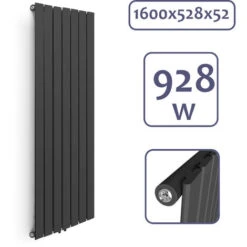 Aquamarin® Radiateur Vertical - à Panneau Plat Simple, 1600 X 528 X 52 Mm, Acier, Anthracite - Chauffage Central Pour Salle De Bain, Salon, Cuisine, Couloir, Chambre à Coucher -Atlantic Magasin 82184131 4