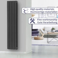 Aquamarin® Radiateur Vertical - à Panneau Plat Double, 1800 X 304 X 69 Mm, Acier, Anthracite - Chauffage Central Pour Salle De Bain, Salon, Cuisine, Couloir, Chambre à Coucher 7 Aquamarin® Radiateur Vertical - à Panneau Plat Double, 1800 X 304 X 69 Mm, Acier, Anthracite - Chauffage Central Pour Salle De Bain, Salon, Cuisine, Couloir, Chambre à Coucher -Atlantic Magasin 82184597 3