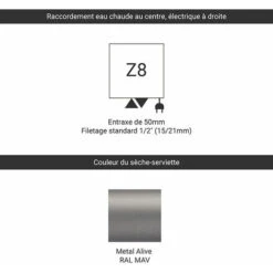 Sèche-serviette Mixte Couleur Gris Métal - Raccordement électrique à Droite Et Eau Au Centre Hauteur 435mm / Largeur 430mm - 106 Watt - MIK435/430Z8MAV -Atlantic Magasin 82404277 3