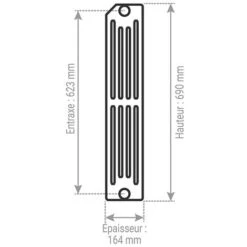 Radiateur Fonte Rideau - Hauteur 690mm - Longueur 60mm - 135.2 Watt - Epaisseur 164mm - Contenance 1.2L - E569/1 -Atlantic Magasin 8246788 4