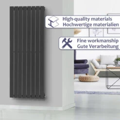 Aquamarin® Radiateur Vertical - à Panneau Plat Simple, 1600 X 604 X 52 Mm, Acier, Anthracite - Chauffage Central Pour Salle De Bain, Salon, Cuisine, Couloir, Chambre à Coucher -Atlantic Magasin 82750283 3