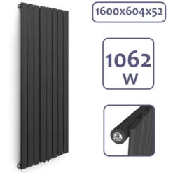 Aquamarin® Radiateur Vertical - à Panneau Plat Simple, 1600 X 604 X 52 Mm, Acier, Anthracite - Chauffage Central Pour Salle De Bain, Salon, Cuisine, Couloir, Chambre à Coucher -Atlantic Magasin 82750283 4