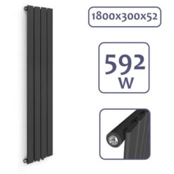 Aquamarin® Radiateur Vertical - à Panneau Plat Simple, 1800 X 300 X 52 Mm, Acier, Anthracite - Chauffage Central Pour Salle De Bain, Salon, Cuisine, Couloir, Chambre à Coucher -Atlantic Magasin 82750395 4