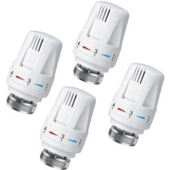Lot De 4 Tête Thermostatique Connectée Vanne Thermostatique Accessoire, Tete Thermostatique Radiateur, Tête De Remplacement De Vanne De Radiateur Pour Le Thermostat M30 X 1.5 White