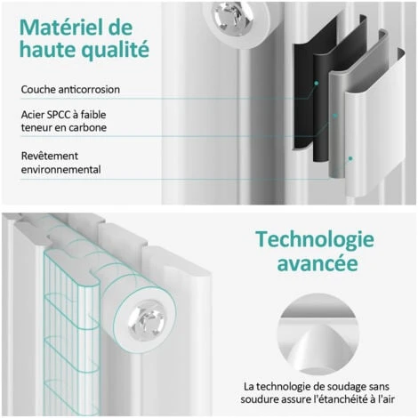 EMKE Radiateur à Eau Chaude, Radiateur Plat Double Couche Connexion Centrale, Montage Mural Vertical Design, Blanc 160x30cm 2 EMKE Radiateur à Eau Chaude, Radiateur Plat Double Couche Connexion Centrale, Montage Mural Vertical Design, Blanc 160x30cm – Image 2