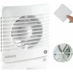Capteur D'humidité 100 Mm Et Minuterie Ventilateur Extracteur D'air Avec Clapet Anti-retour + Moustiquaire Intégrée 7 W DB(A) 26 Pour Salle De Bain Cuisine Bureau WC Silencieux