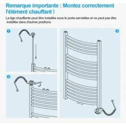 Heilmetz Élément Chauffant Pour Radiateur De Salle De Bain Avec Thermostat, Élément Chauffant Pour Sèche-serviette Électrique Avec Contrôleur De Température Et Fonction De Synchronisation 300W -Atlantic Magasin 86991429 5