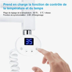 Heilmetz Élément Chauffant Pour Radiateur De Salle De Bain Avec Thermostat, Élément Chauffant Pour Sèche-serviette Électrique Avec Contrôleur De Température Et Fonction De Synchronisation 600W -Atlantic Magasin 86991432 3