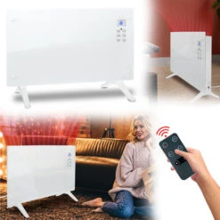 AUFUN Smart Chauffage électrique, Radiateur Electrique En Verre 2 Niveaux De Chaleur 1000 Et 2000 Watts, (Blanc)