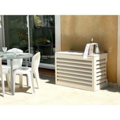 Cache Climatisation Venetian Aluminium Beige Clair RAL9001 - Grand L 120 X H 120 X P 55 Cm