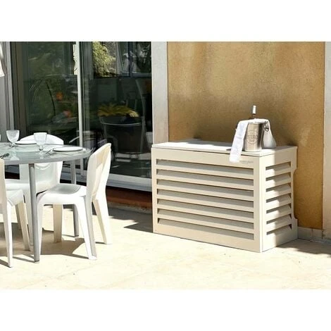 Cache Climatisation Venetian Aluminium Beige Clair RAL9001 - Grand L 120 X H 120 X P 55 Cm 1 Cache Climatisation Venetian Aluminium Beige Clair RAL9001 - Grand L 120 X H 120 X P 55 Cm