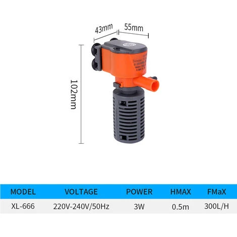 Filtre Interne D'aquarium, Pompe De Filtre Interne Réglable 3W Avec éponge Filtrante Pour Aquarium 2 Filtre Interne D'aquarium, Pompe De Filtre Interne Réglable 3W Avec éponge Filtrante Pour Aquarium – Image 2